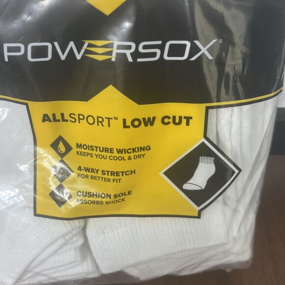 Powersox AllSport Men's Low Cut Socks 12 Pair White Size 6-12 NEW - Picture 2 of 7